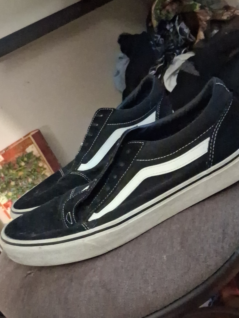 Vans Black and White Old Skool Slip-On Sneakers